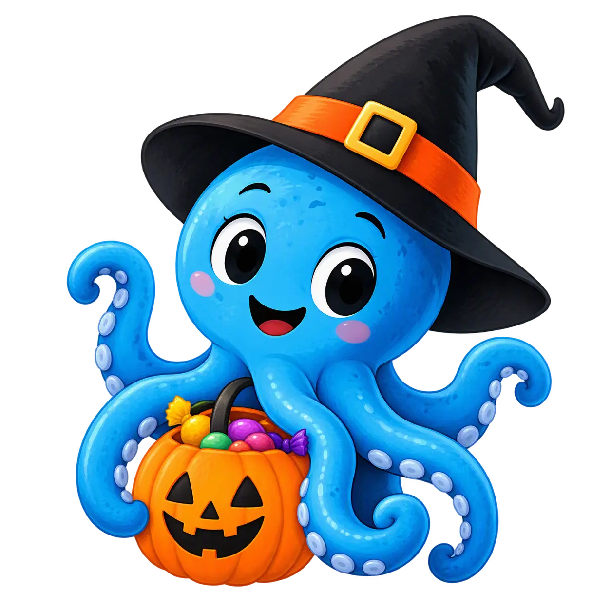 pulpo sosteniendo una calabaza